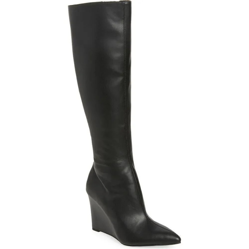 Open Edit Kami Pointed Toe Over the Knee Boot Black, 8